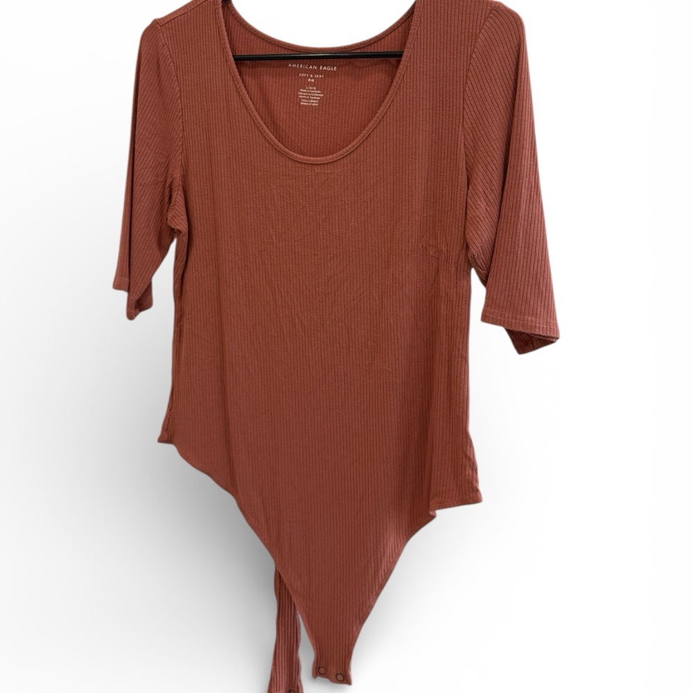 American Eagle Outfitters Rust Ribbed Bodysuit